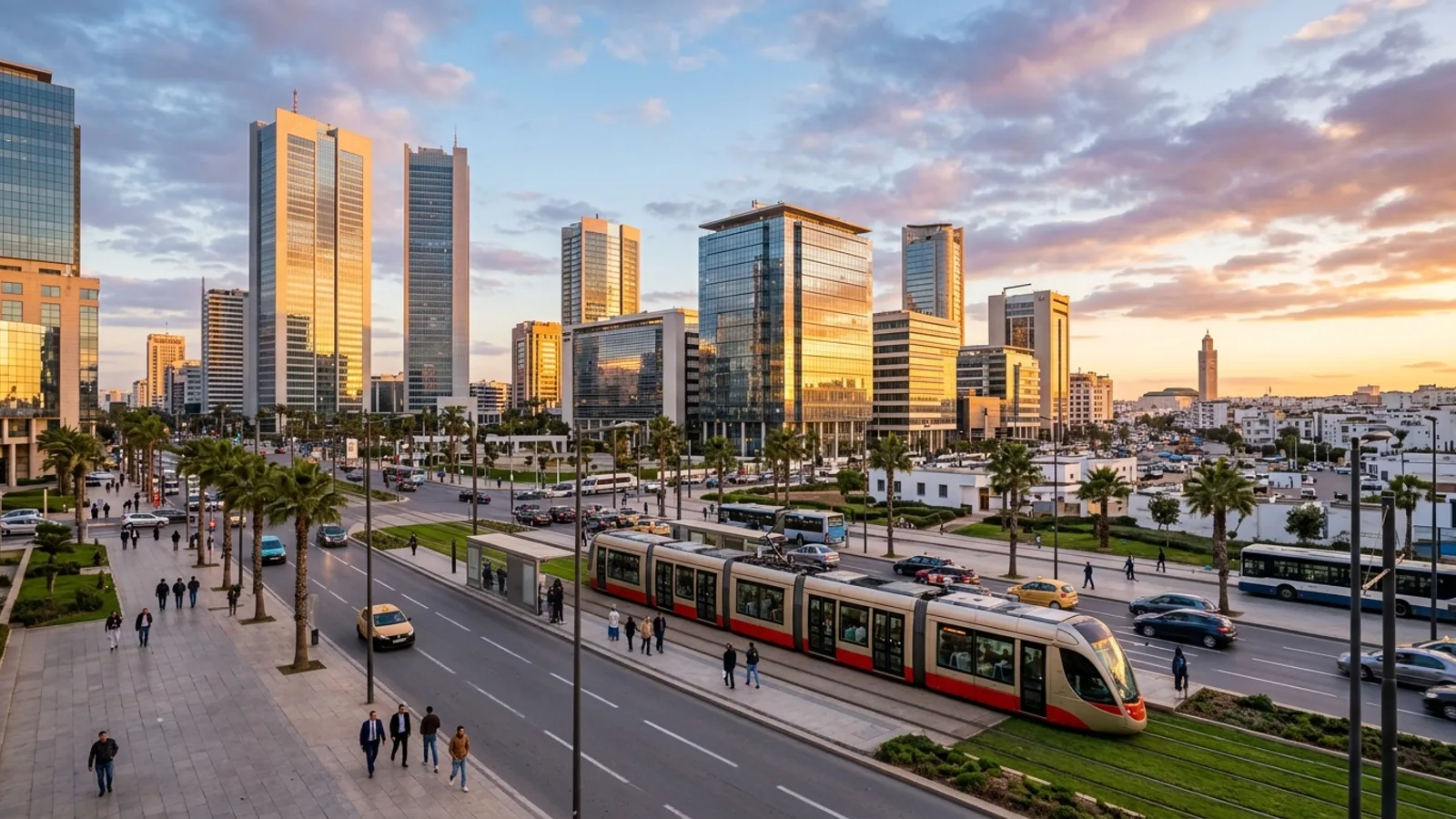 Vue aérienne d'une station touristique marocaine moderne en bord de mer