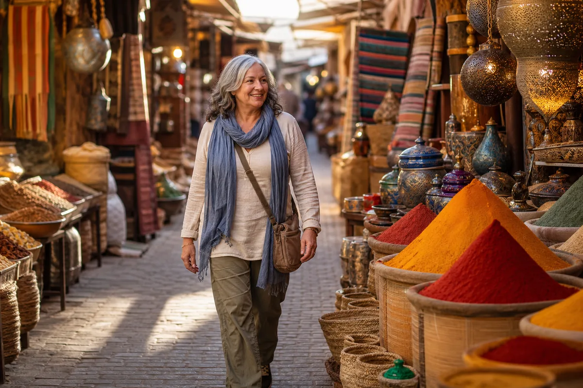 Solo woman traveler in Moroccan medina, Morocco travel safety