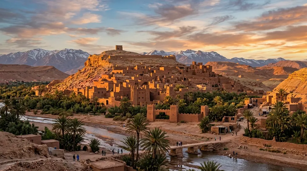 Aït Benhaddou Kasbah at sunset near Ouarzazate, Morocco